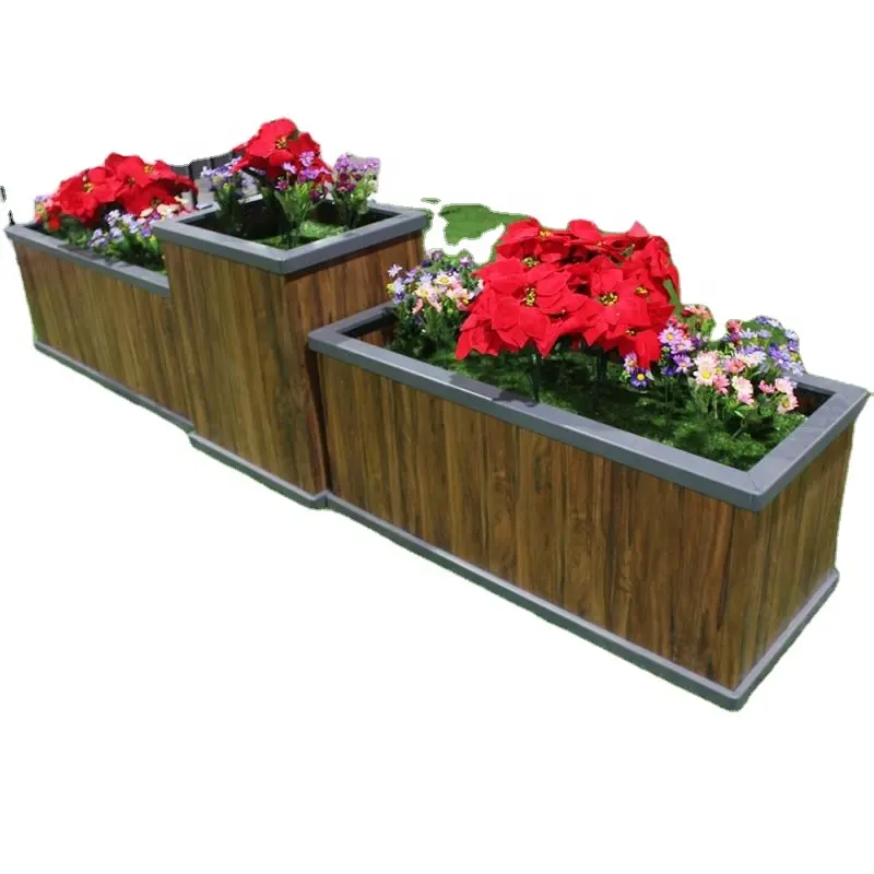 manufacturer Manufacturer Outdoor Aluminum Alloy Metal Large Flower Pots and Commercial Street Large Long Flower Pots