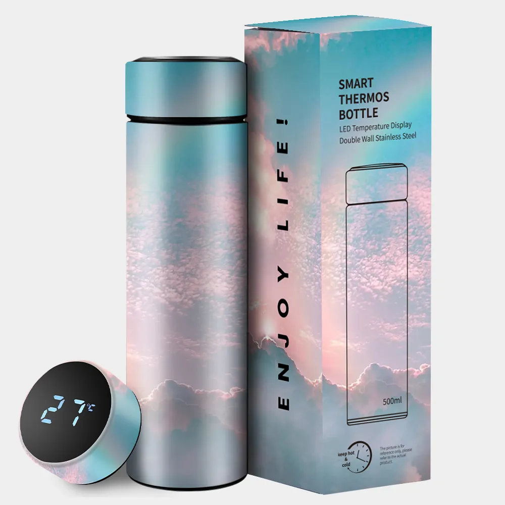 500ml thermos taza de cafe inteligente termo numérique led double paroi en acier inoxydable isolé sous vide