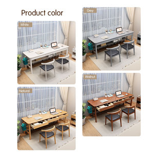 Modern Style Solid Wood Home Office Bedroom <strong>Computer</strong> Desk with <strong>Three</strong> Durable Drawers Flat Study <strong>Table</strong> <strong>for</strong> Two Persons