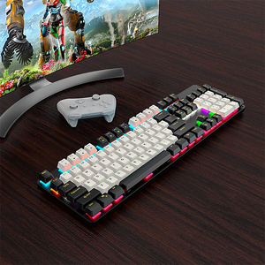 Teclado para juegos de teclas, Teclado mecánico con interruptor rojo lineal para ordenador con cable retroiluminado para Windows, portátil, PC, Gamer - Product Image 2