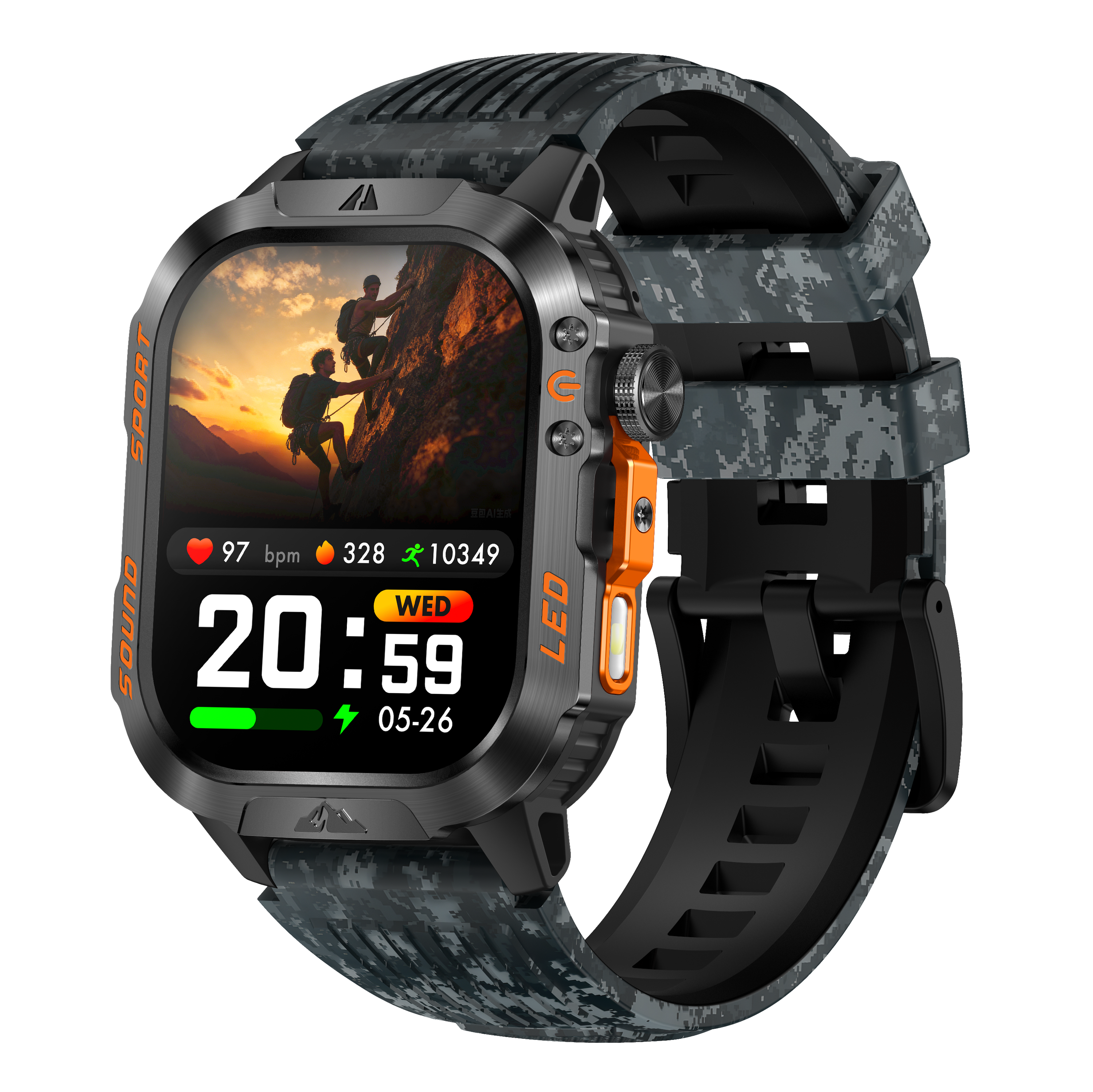 Bracelet camouflage noir