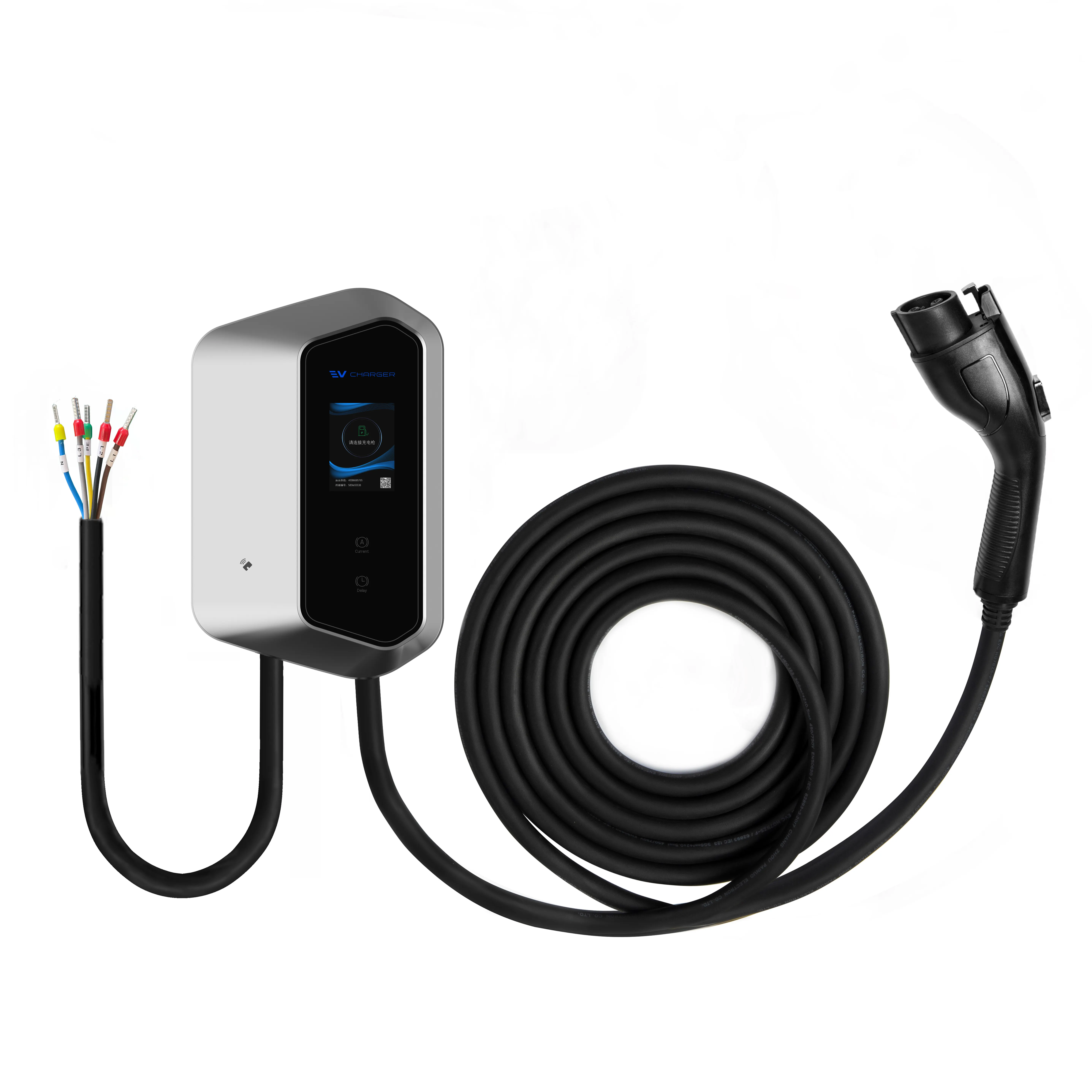 Cargador de coche eléctrico Wallbox del fabricante de fábrica Estación de carga Ev de 7KW con interfaz tipo 2 Aplicación de carga rápida IP55