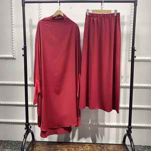 HANO Uni Long <span class=keywords><strong>Khimar</strong></span>祈りドレスピースJilbab Abayaセットイスラム教徒のヒジャーブドレス女性Abayasイスラム服