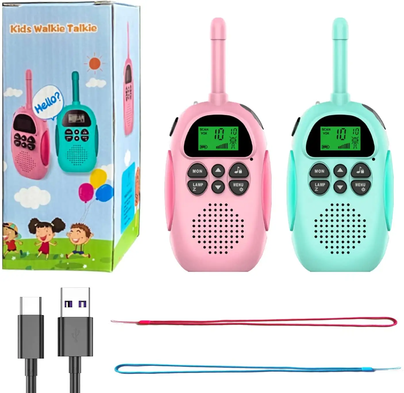 Mini Walkie Talkie para niños, antena de batería de energía, canal de Radio Simple, multicolor, Amazon, 3km de alcance