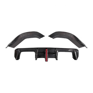 Kuru karbon Fiber AE tarzı arka difüzör BMW M3 M4 G80 G82 2021 + arka tampon difüzör dudak işık araba Bodykit ile - Product Image 2
