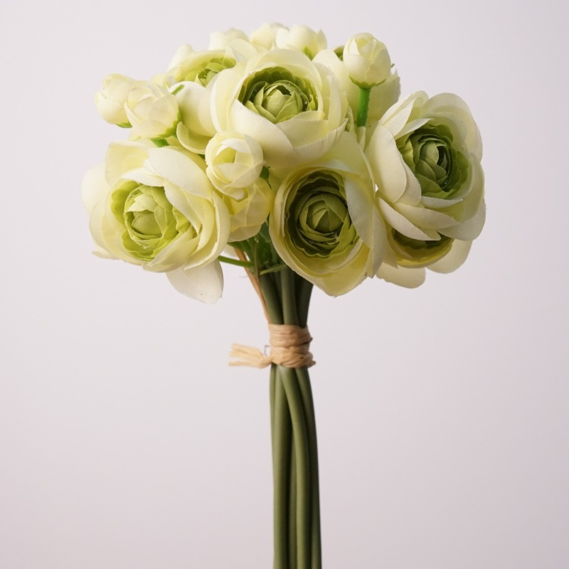 Bouquet di Ranuncoli Real Touch con 8 steli - Bianco Verde