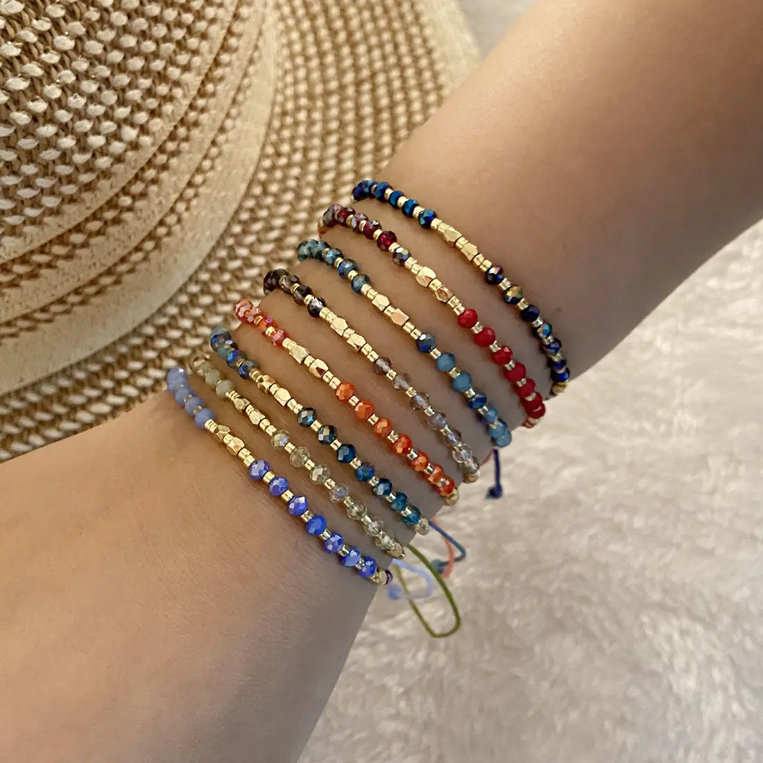 2024 Fashion Trend High Quality Bracelet Gold Plating Jewellery Beaded Milti Style Woven Colorful Rice Bead Bracelet for Women