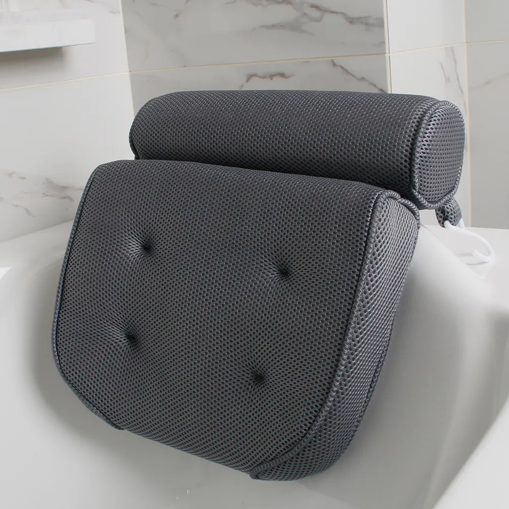 Breathable and washable bathtub pillow 3d bath pillow luxury spa bath pillow for tub with headrest