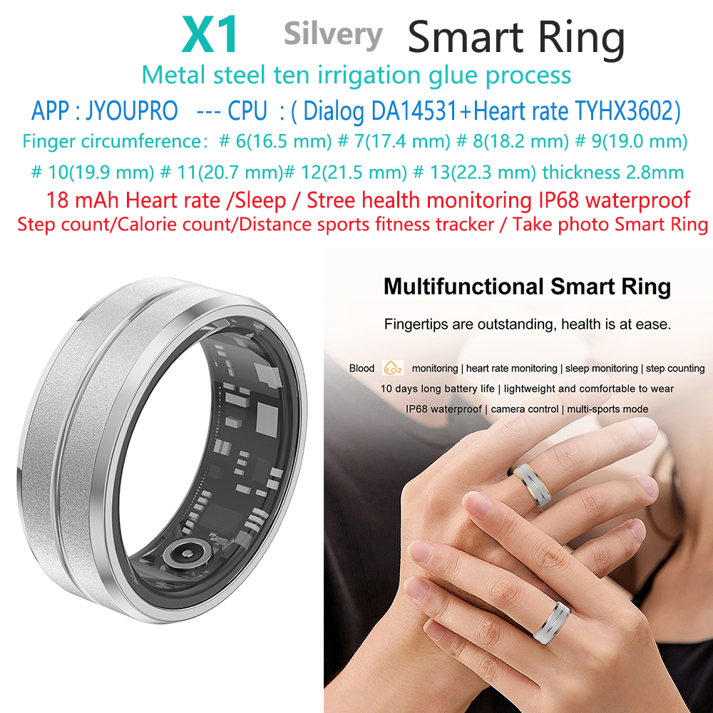 X1-sleep-health-sport-fitness-smart-ring เหล็กเงิน