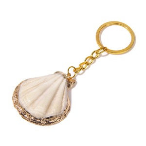 Gold Chain Seashell Charm KeyChain Natural Sea Shell Keychain Shell Pendant <strong>Key</strong> Ring Summer Beach <strong>Ocean</strong> Gift for Wedding - Product Image 2