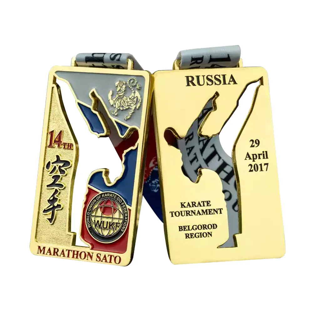 2024 Factory Free Design Personalised New Custom Kung Fu Karate Medal Wholesale Sports Gold Taekwondo Judo Medals With Ribbon