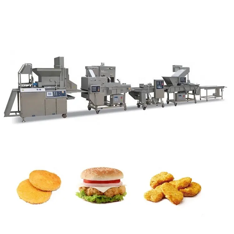 Máquina automática para hacer hamburguesas, carne, pescado, pollo, nugget, línea de producción