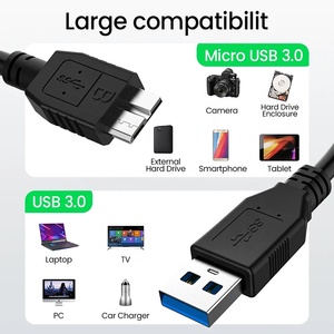 USB 3.0ประเภท A-ประเภท USB-A ชายไปยัง Micro B Micro-B ชายสาย USB 3.0ชาร์จข้อมูลการถ่ายโอนข้อมูลฮาร์ดดิสก์สาย kabel - Product Image 6
