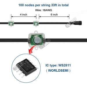 WS2811 <strong>LED</strong> <strong>Pixel</strong> String Lights 12V Black Wire 12mm Bullet RGB Addressable Dream <strong>Color</strong> Round <strong>Pixels</strong> <strong>for</strong> Landscape App <strong>Controlled</strong> - Product Image 4