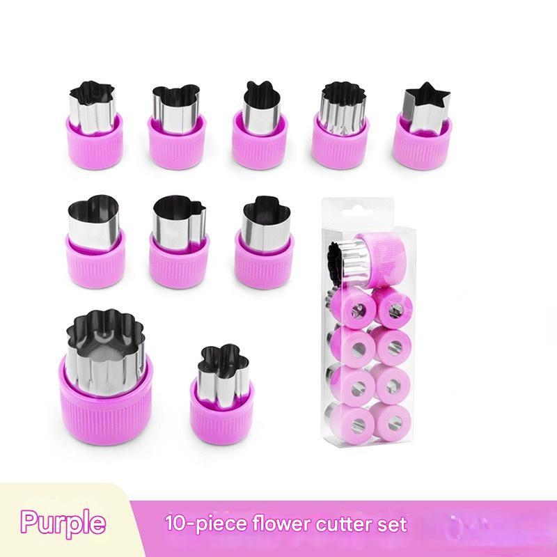 Conjunto morado de 10 piezas.