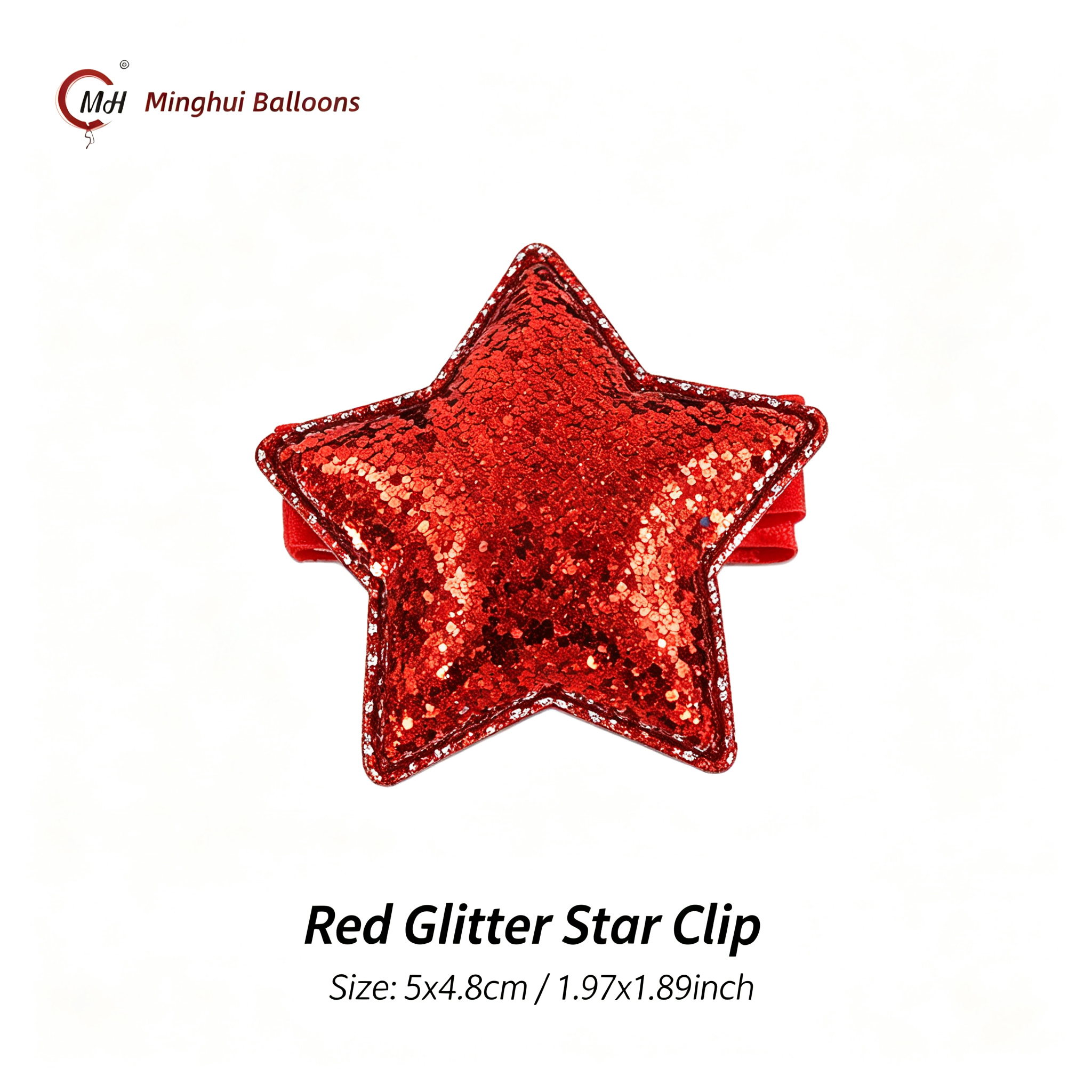 Clip a forma di stella con glitter rossi