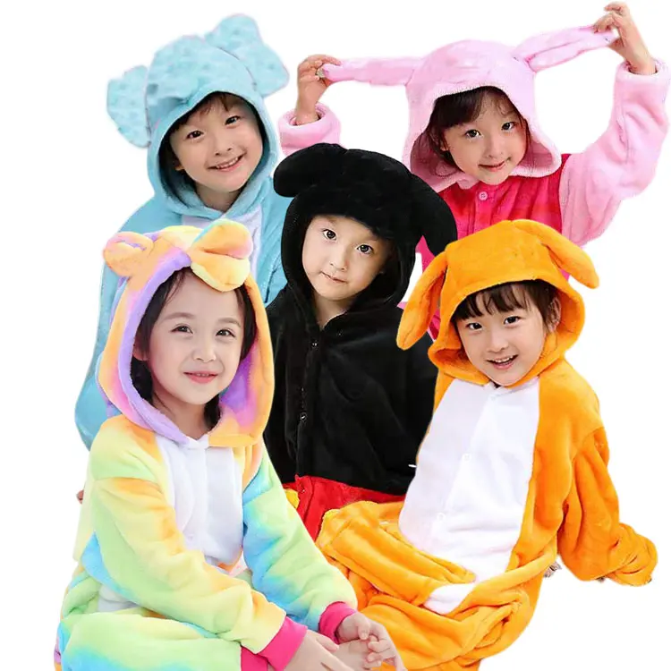 All'ingrosso per bambini pigiama con animale punto Panda rosa tutina Kigurumi ragazzi ragazze inverno tute con cappuccio