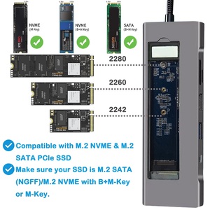 คุณภาพสูง8 in 1 USB Type -C มัลติฟังก์ชั่น (ตัวอ่านการ์ด SD/TF 3.0 USB M.2 SATA) ฮับ USB - Product Image 2