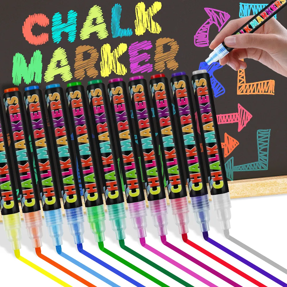 KHY Hot Colored Wet Erasable Liquid Erase Paint Water Soluble For LED Board Custom Reversible Tips Chalk Marker Pen Set