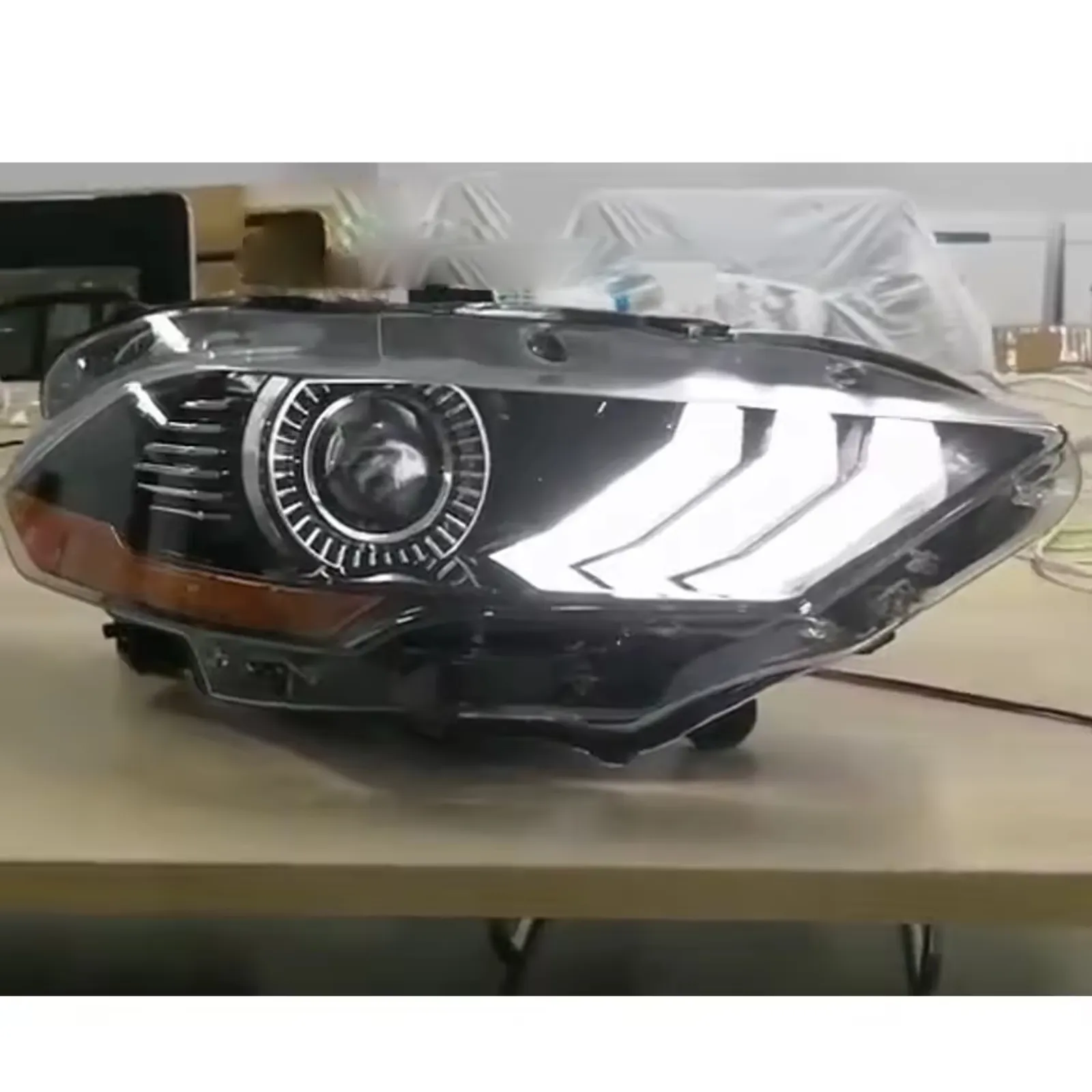 Araba şeffaf Lens siyah konut HID Xenon modeli far far ford mustang için 2019 2020 2018