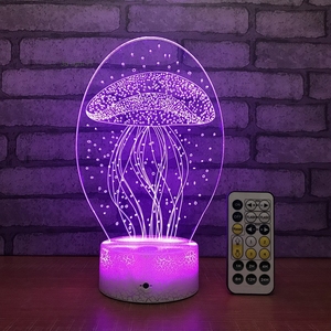 חם מדוזות מנורת חדש ייחודי Creative מוצר, לילה אור, צבעוני המיטה מרחוק מגע מתג לבן אינדוקטיביים 3d אור