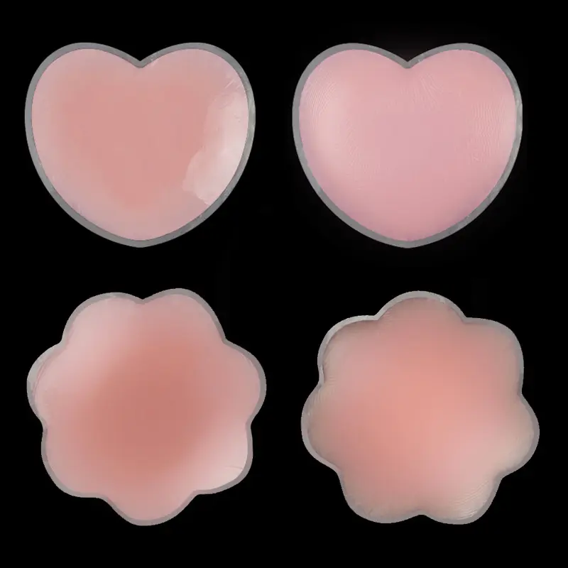 Sutiã em gel reutilizável, conjunto de capas adesivas de silicone para mamilos, almofadas em círculo para flores e formato de coração