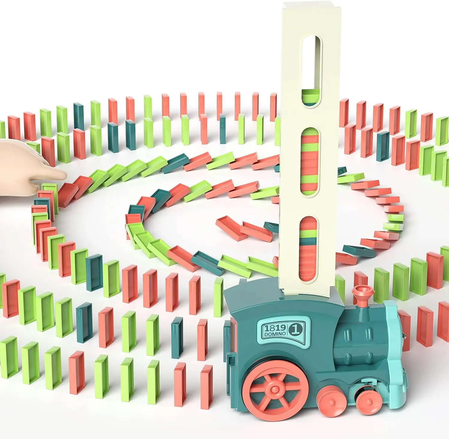 EPT Custom Kids Games Domino elettrici automatici impilabili gioco creativo Jouet Domino Train Toy Set