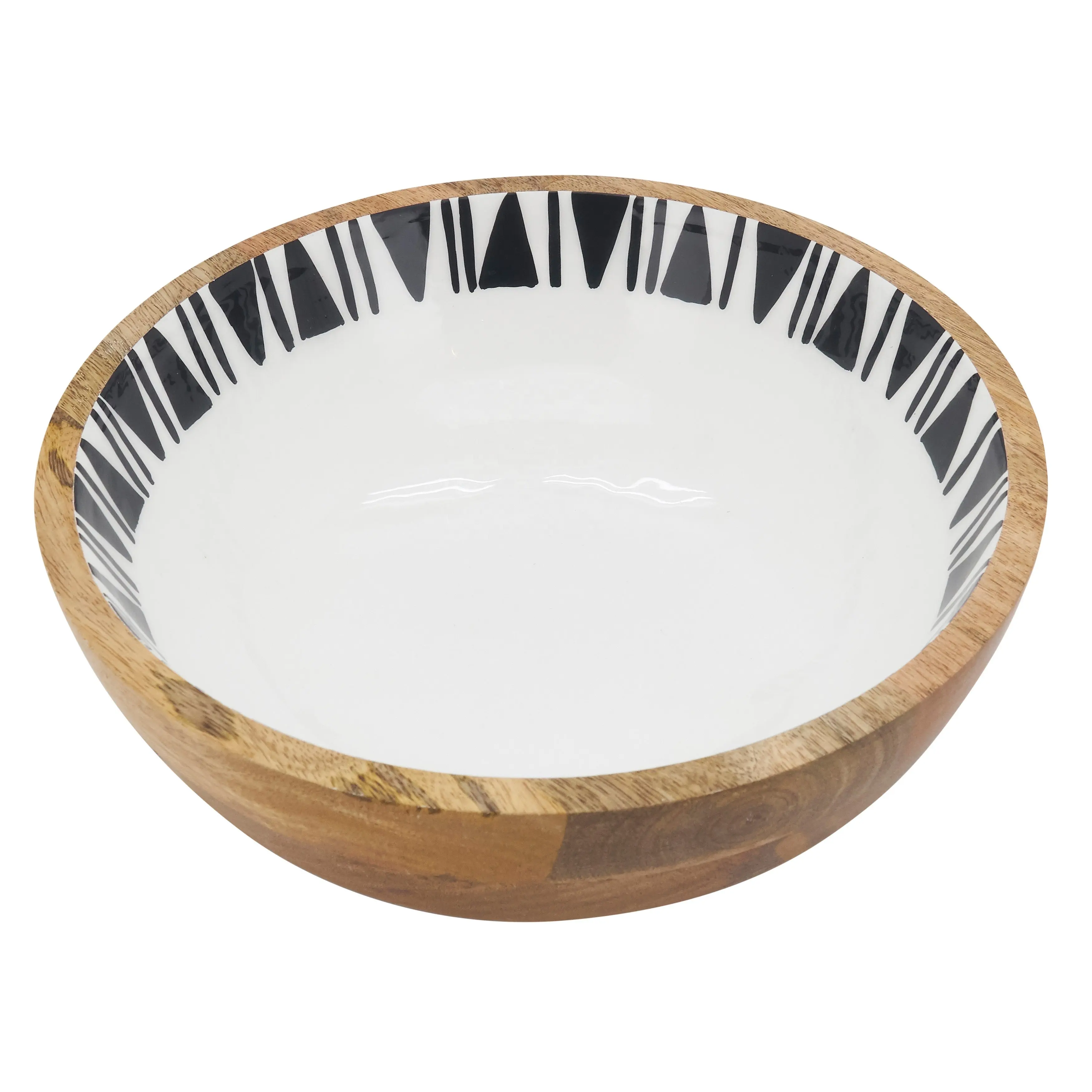 Enamel Wooden Serving Bowl in Cheap Price From India Latest Multi Color Mango Wood Serving Bowl for Table Top Wooden Soup Bowl