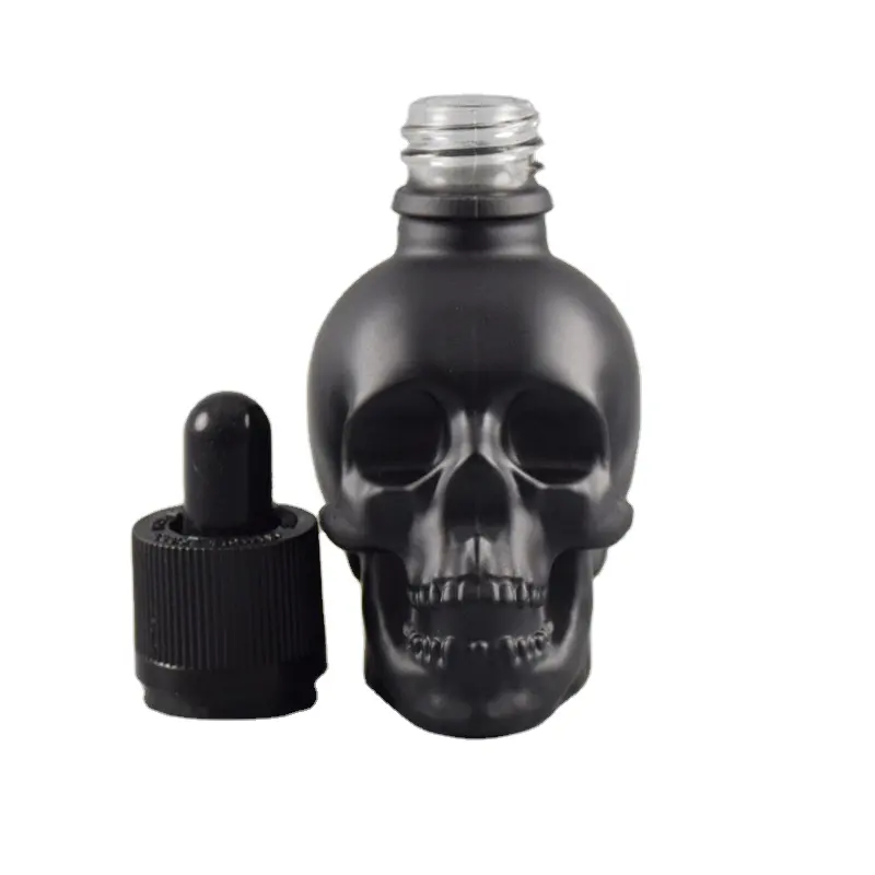 long pipette matte black skull bottles 50ml 30ml glass dropper bottles