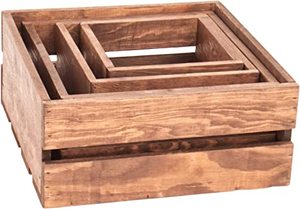 Set di 4 casse portaoggetti in legno contenitori organizer per nidificazione con manico - Product Image 3