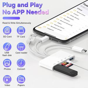 5合1多功能即插即用USB OTG适配器USB C和USB A SD适用于iPhone的多合一存储卡读卡器 - Product Image 2