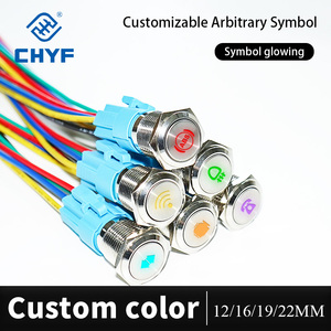 12mm 16mm 19mm 22mm anello a pulsante circolare piatto LED 12V luce 1 no1nc in metallo pulsante pulsante pulsante di alimentazione per autobloccante - Product Image 3