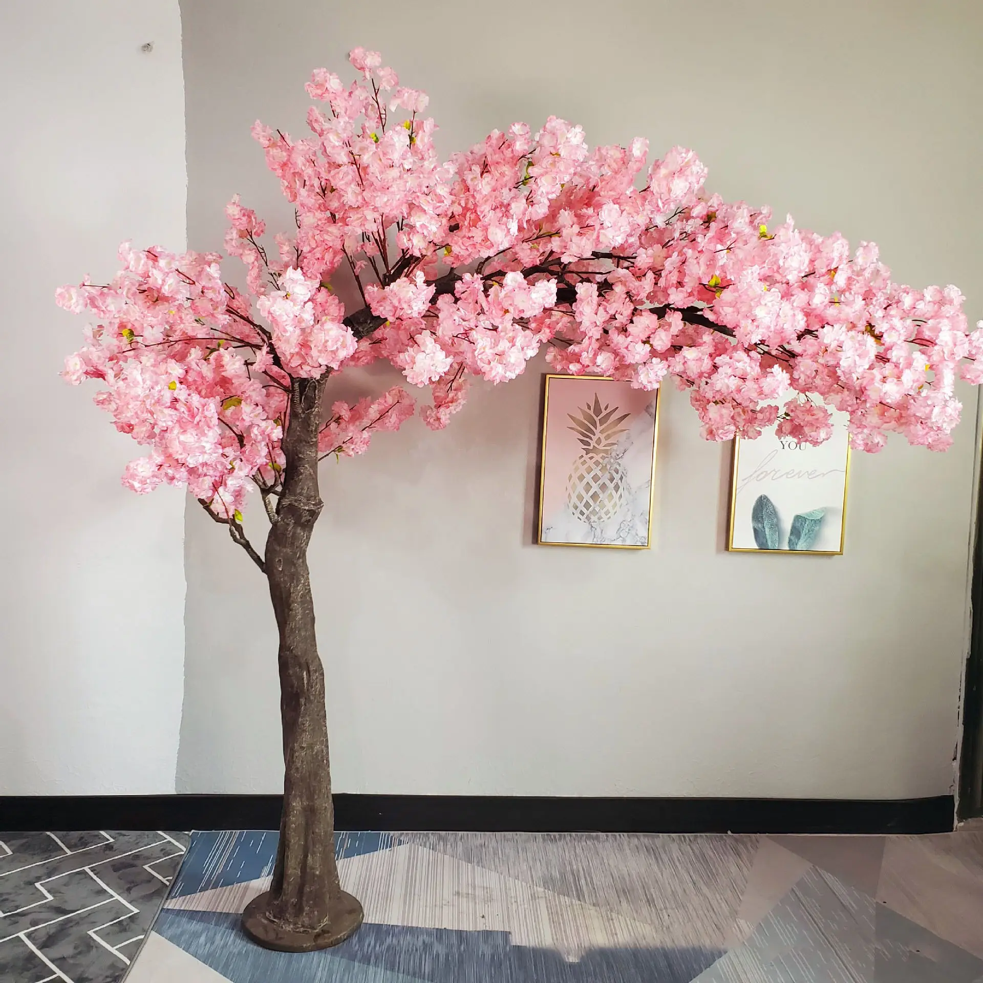 In stile decorazione per la casa rosa fiori di ciliegio flores artificiales fiore vaso bonsai pianta ciliegio