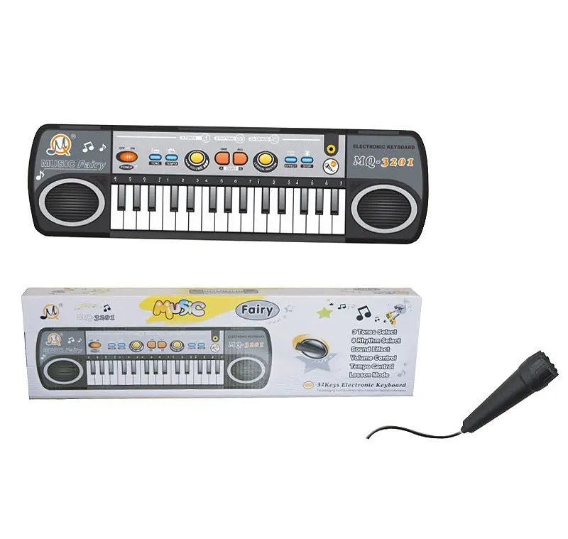Piano de teclado eletrônico com 31 teclas, piano de teclado 3 tones, 8 rítmos, modo de lesão, brinquedo de piano com microfone