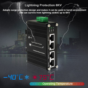 高品質の売れ筋2RJ45イーサネットデータ入力ポート2RJ45電源O12〜48VDC電源入力産業用ギガビットPoEインジェクター - Product Image 4