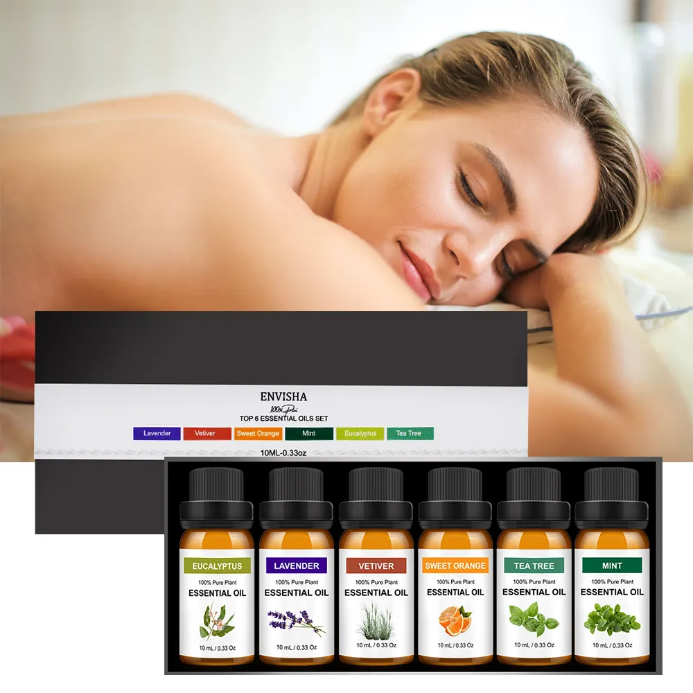 100% Pure Natural Essential Oil Set Organic Lavender Tea Tree Spa Massage Essential Oil Kit