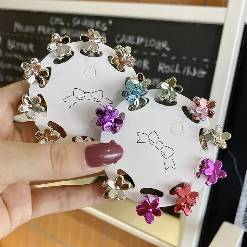 DOMOHO 소녀를위한 한국에서 영감을 얻은 단색 머리핀 어린이를위한 꽃 잡아 클립이있는 귀여운 아기 머리 장식