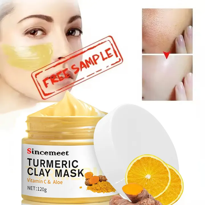 OEM Wholesale Private Label Organic Brighten Black Head Removal Anti Aging Anti Acne Vitamin C Turmeric Clay Mask