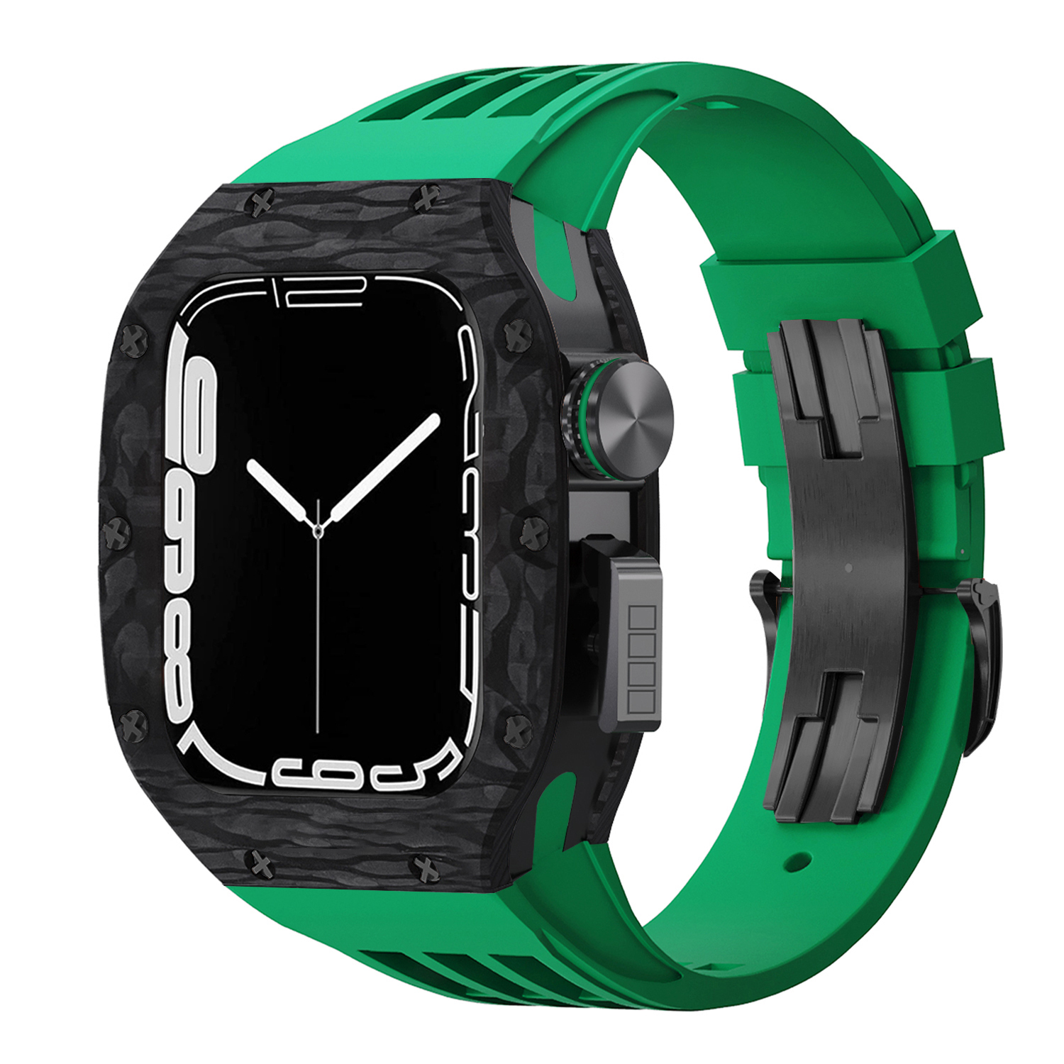 #2Black case+green band