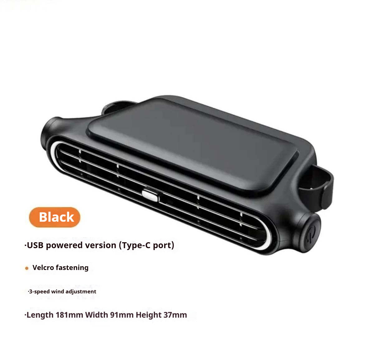 Klx05 black-usb plug-in-car seat fan