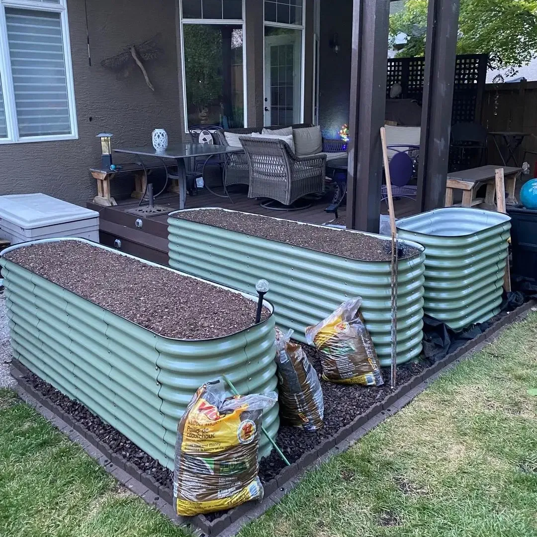 Maceta grande de metal con cama elevada para jardín, maceta para jardín al aire libre, proveedor