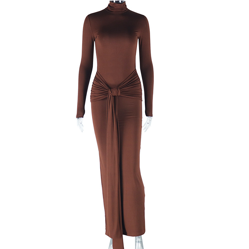Robe longue marron chocolat