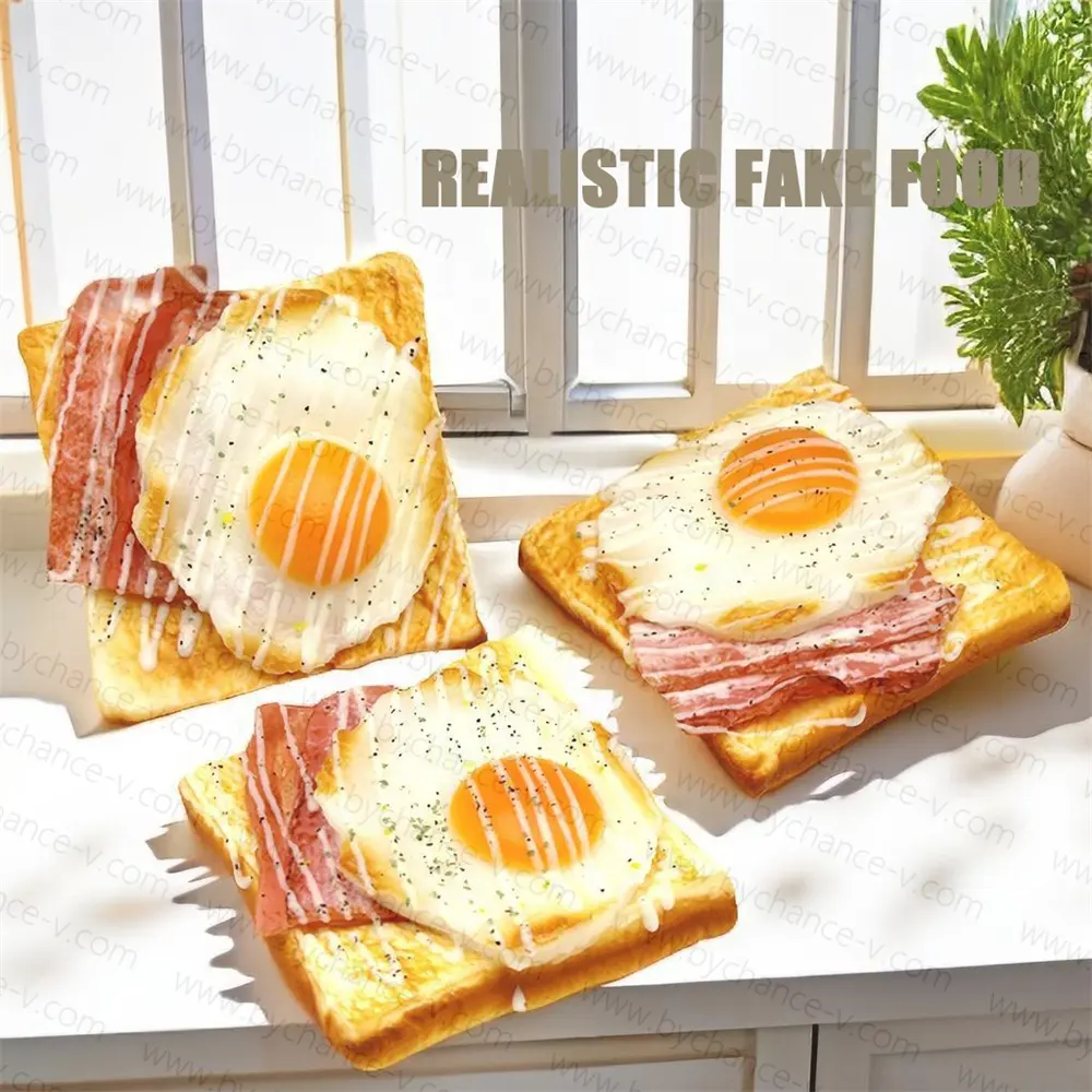 Fabriek Directe Realistische Kunstmatige Voedselmonster Model Nep Sandwiches Bacon Ei Toast Voor Restaurant Hotel Decor Display