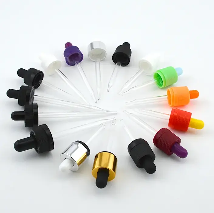 Rubber dropper cap with pipette for essential oil bottle 13/410 15/410 15/415 18/410 18/415 20/410 22/415 24/410 24/415 28/410