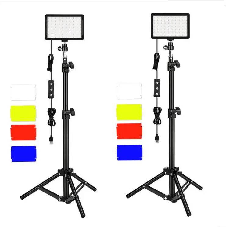 2 adet 70 LED 4 renk filtreleri USB Powered fotoğraf stüdyosu kare RGB LED Video ışığı canlı akış için