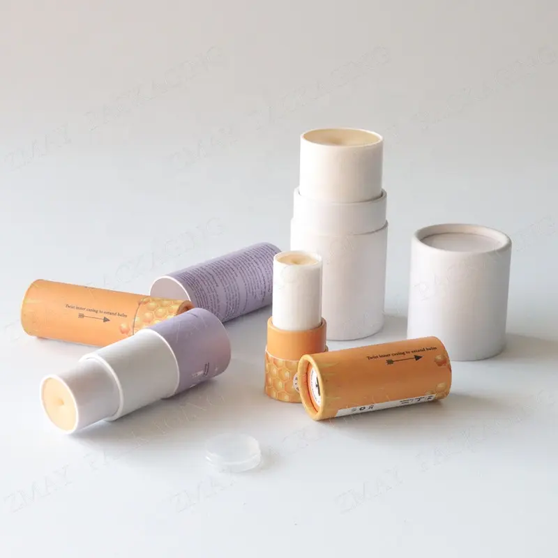 Emballage carton imprimé écologique, 50 pièces, carton pour baume à lèvres, déodorant, tube rond