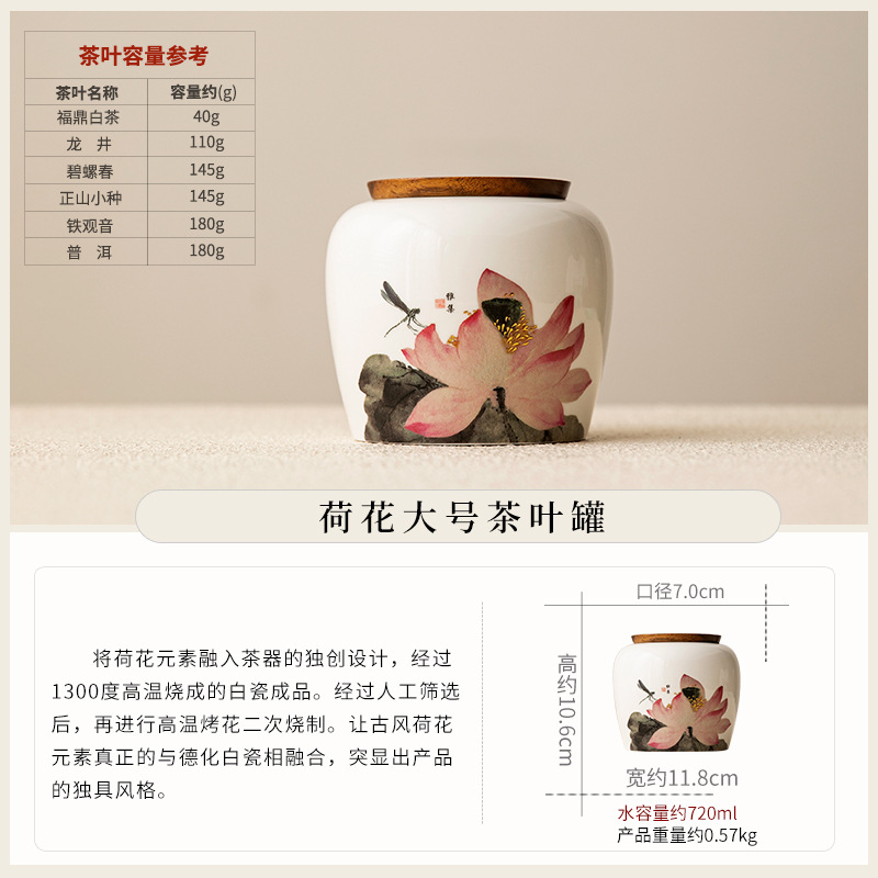 YQ Lotus Charm - Bote de té - Tamaño grande