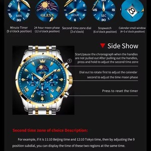 OLEVS 3653 Herren uhr Luxus Quarzuhr Multifunktion ale automatische Tage wochen uhr Wasserdichte leuchtende rostfreie Relojes - Product Image 6