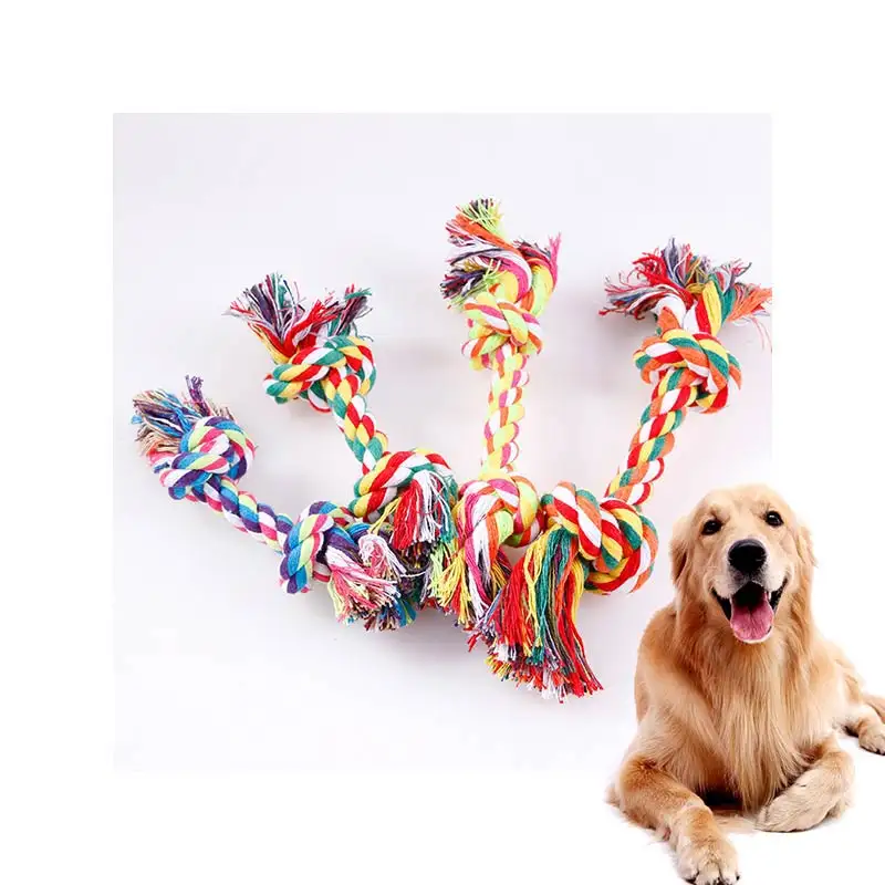 Тренировочная жевательная игрушка для домашних животных, игрушка-тазер, уличная неразрушаемая цветная хлопковая веревка, жевательная игрушка для домашних животных для собак