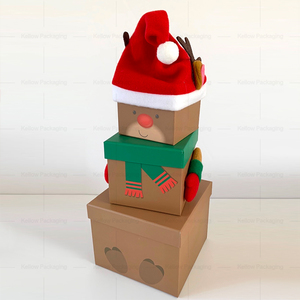 4 disegni scatola di nidificazione regalo di natale Set scatole impilabili stile personaggi di natale con cappello - Product Image 6